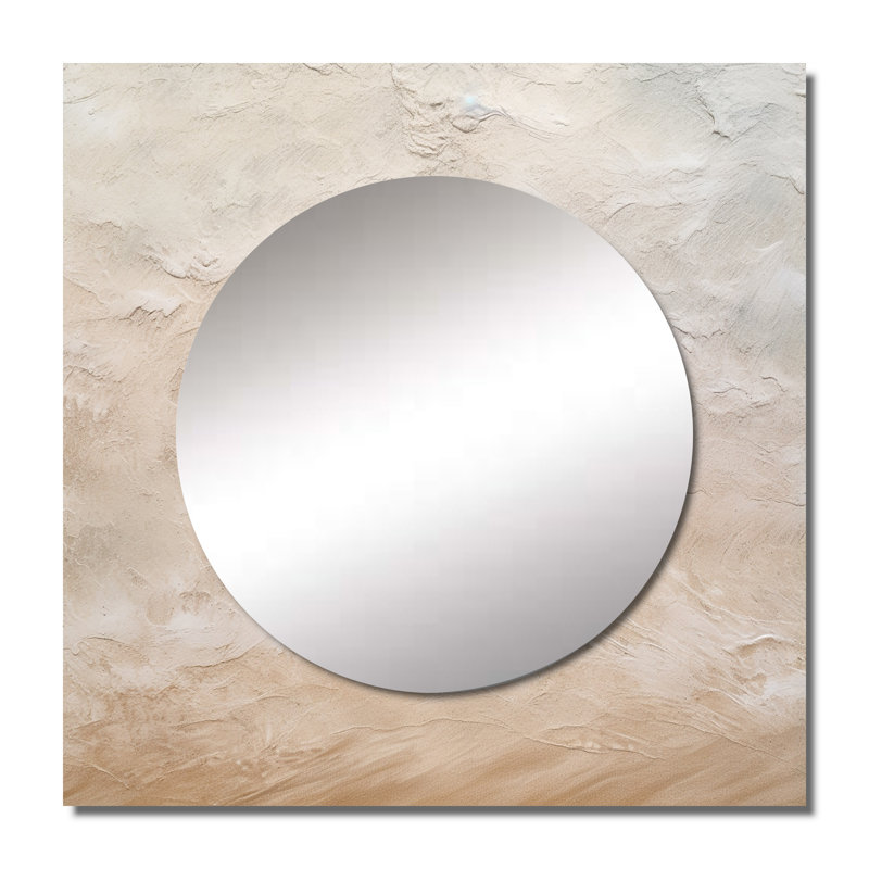 Gemmell Beach Sand Fusion I - Grand miroir mural carré de plage de sable Coastal Beach, 23 po x 23 po
