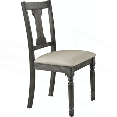Ensemble de 2 chaises d'appoint en lin brun clair et gris patiné Wallace