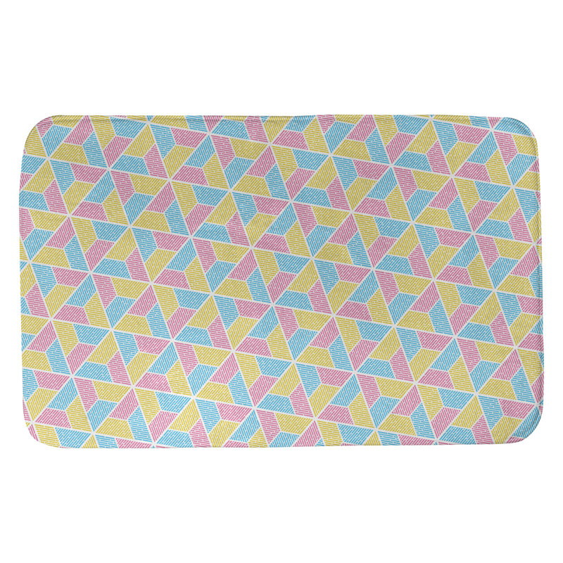 Tapis pour salle de bain katelyn elizabeth trapézoïdals, l 21 po x L 34 po, Bleu / jaune / rose