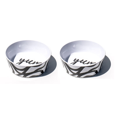 Bol pour animal en mélamine noir et blanc Yum Lines - moyen - 3 tasses - noir