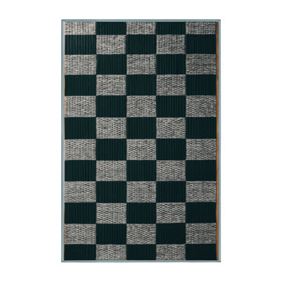 Machine Washable Checkered Blue Area Rug