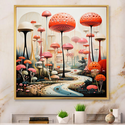 Coloré Mid Mid Century Mid-Century Mushroom Dreams II - Art abstrait Mid-Century