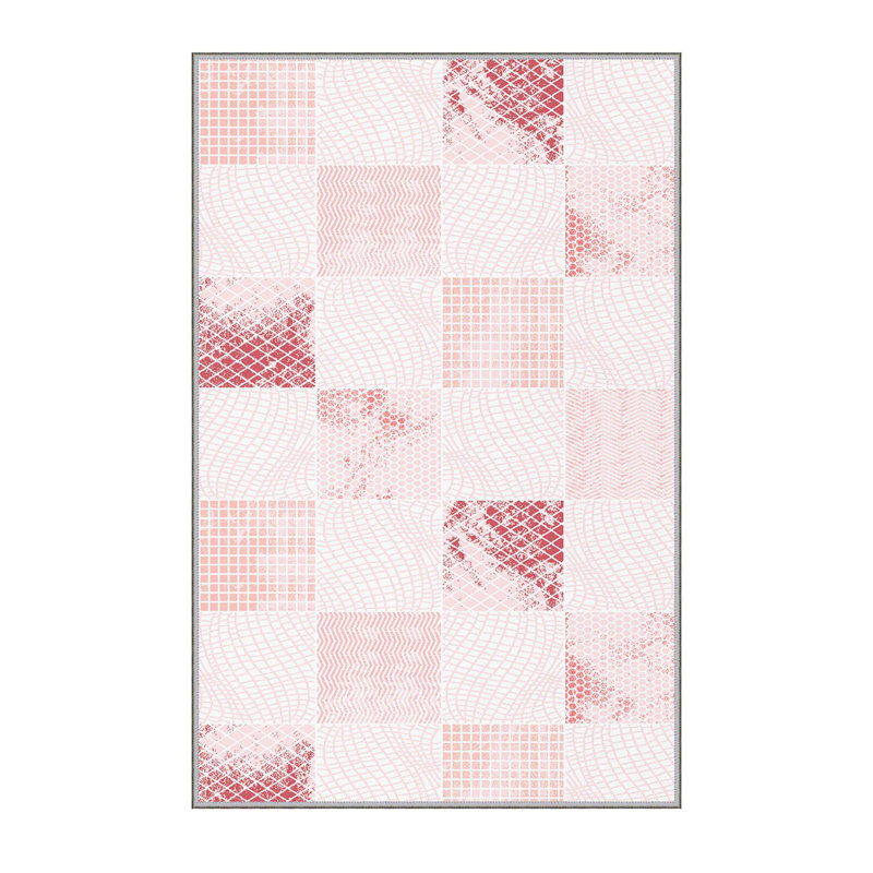 Tapis floral rouge / beige tissé à la machine Dazio, Rectangle 2 pi 7 po x 3 pi 11 po