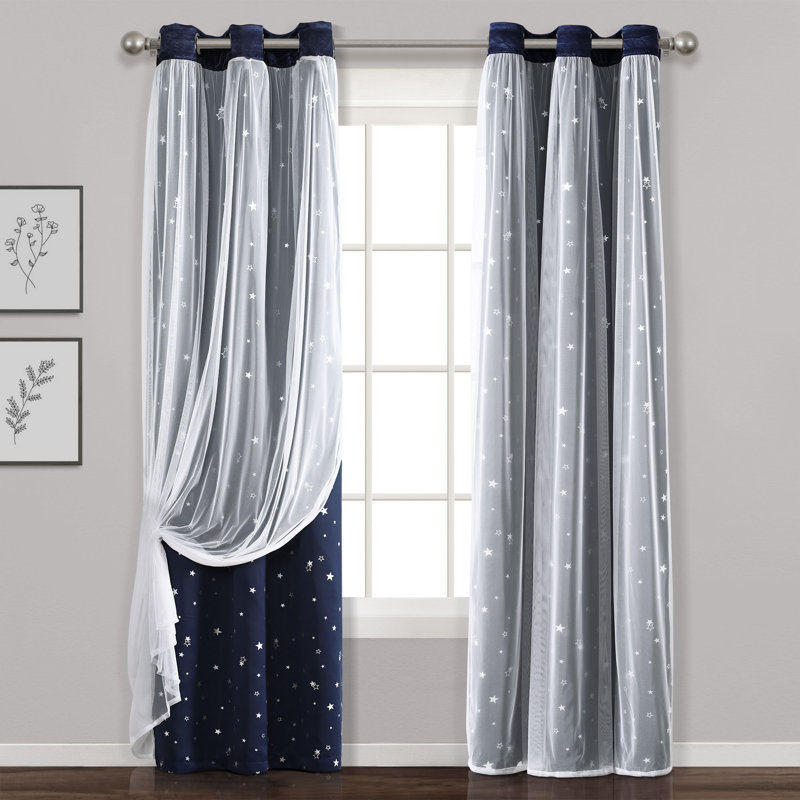 Curtain Pair, Navy, 38" W x 84" L