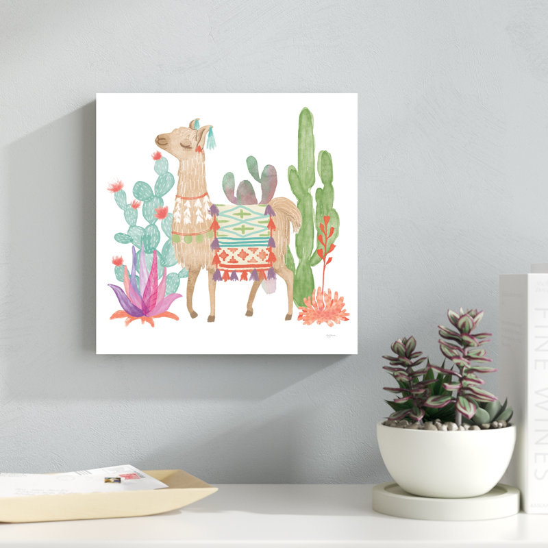 Jolies lamas IV sur fond blanc, H 12 po x l 12 po x P 1,25 po