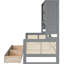 Lit de jour simple avec 2 tiroirs, armoire et tablette intégrées, espace de rangement gris