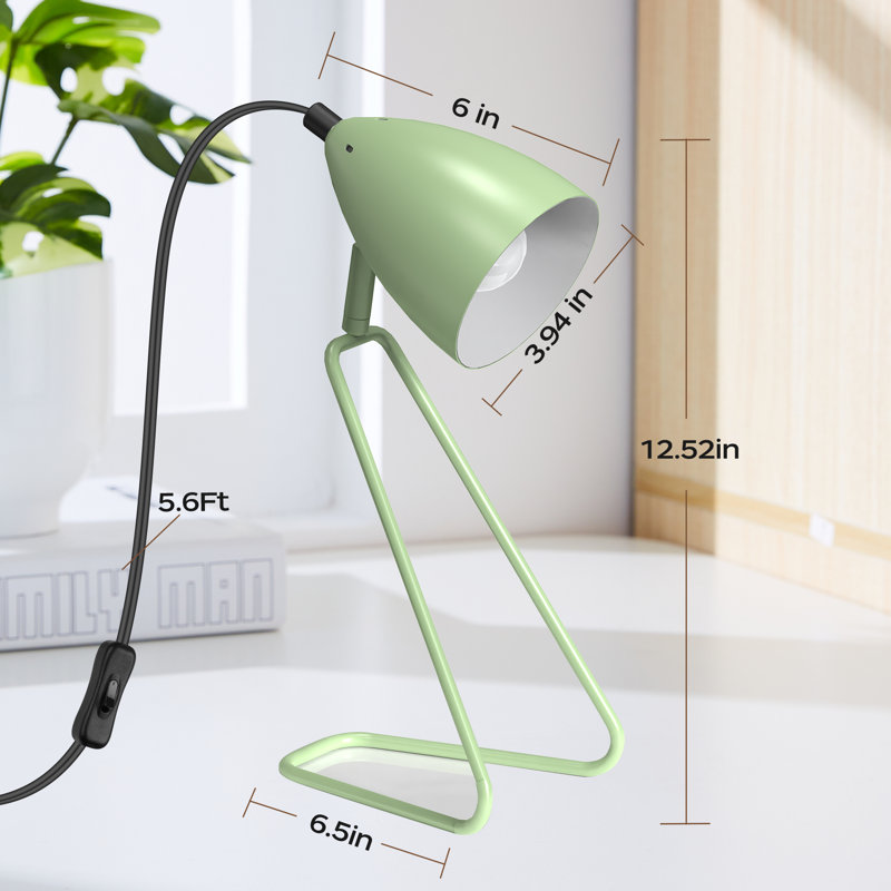 Modern Metal Table Lamp Set Of 2, Reading Bedside Lamps 350°Rotatable For Study Bedroom Dorm, Green, Green
