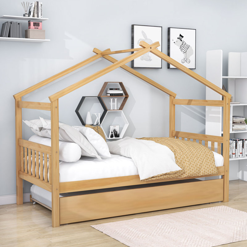 Patchin Wood Daybed with Trundle and Slats, Natural, Twin