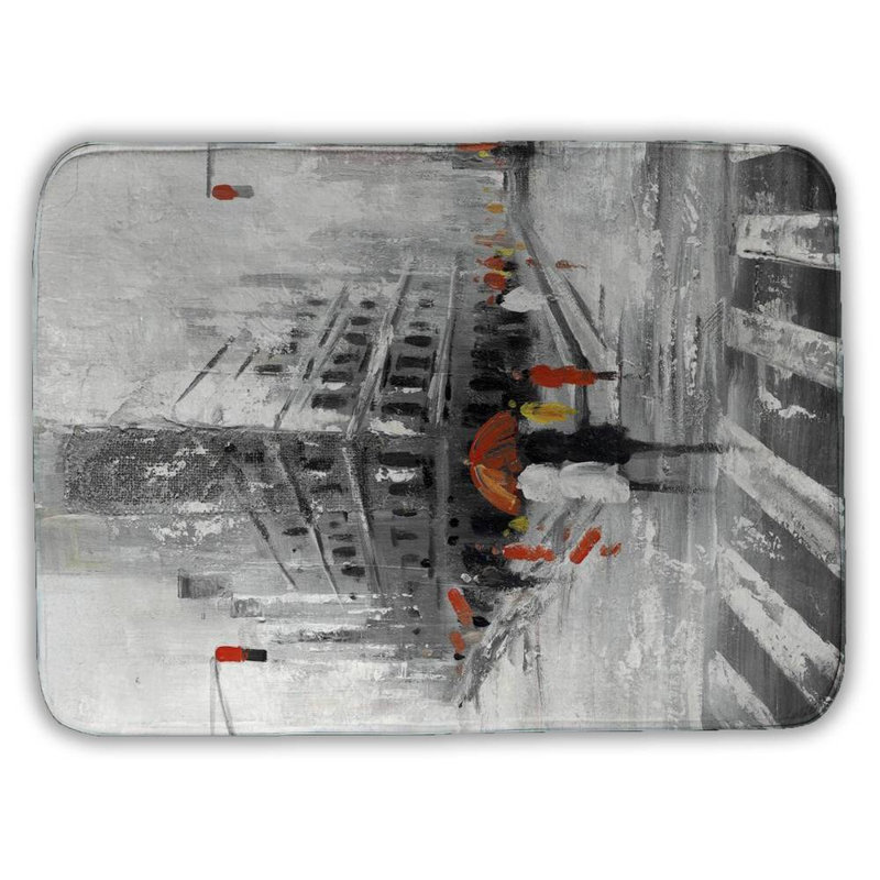 Greyish flatiron building Bath Mat with Non-Slip Backing - Quick Dry Memory Foam Bathroom Rug - Absorbent - Modern Plush Spa-Style - Machine Washable
