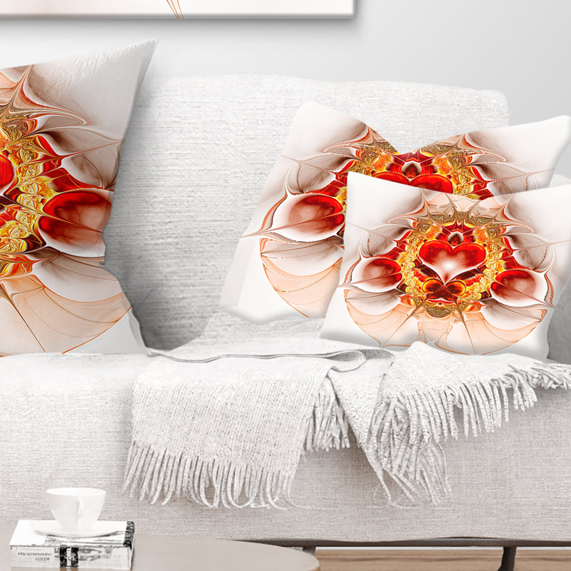 Grand coussin abstrait abstrait symétrique, 12 po x 20 po, Orange, Rectangulaire