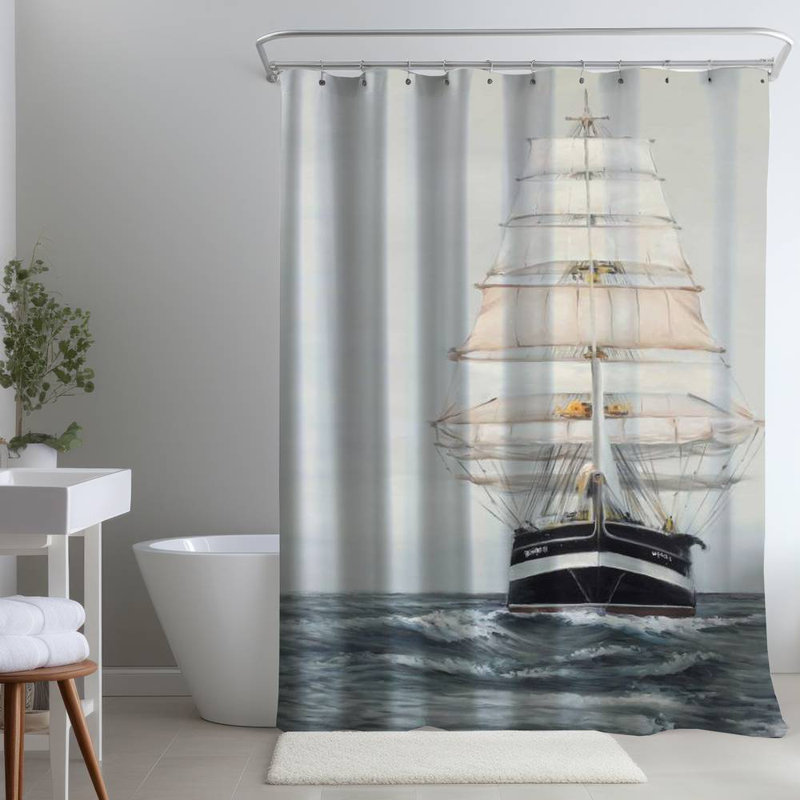Shower Curtain CO87 – Polyester Shower Curtain, Dye Sublimation Print, 71" W × 74" L