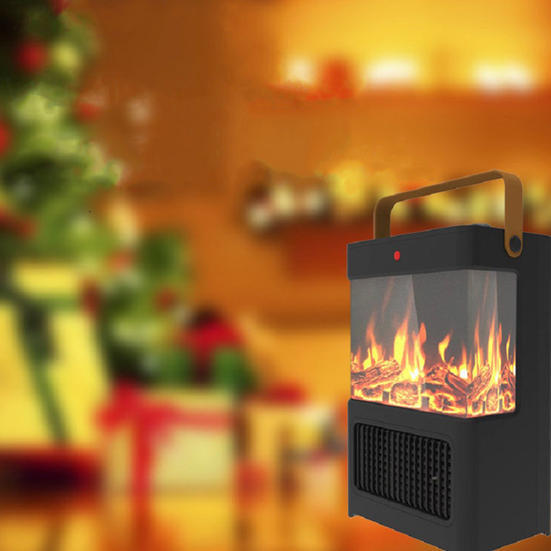 Chaufferette de foyer électrique 1500W avec flamme à DEL 3D, portative, double, pour bureau à domicile, intérieur, décoration de Noël, maison,