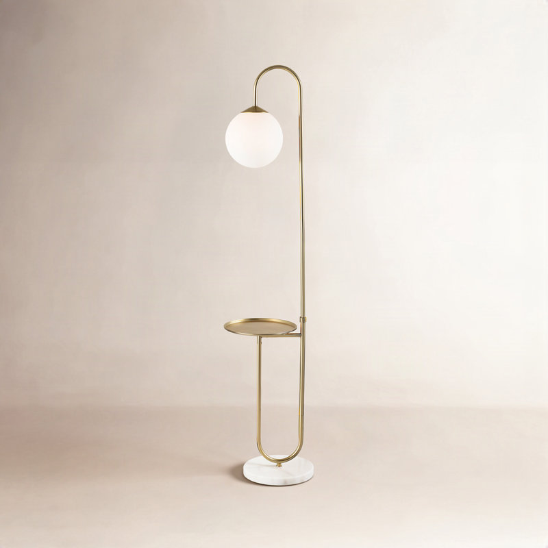 Premont 61.25'' Brass Tray Table Floor Lamp