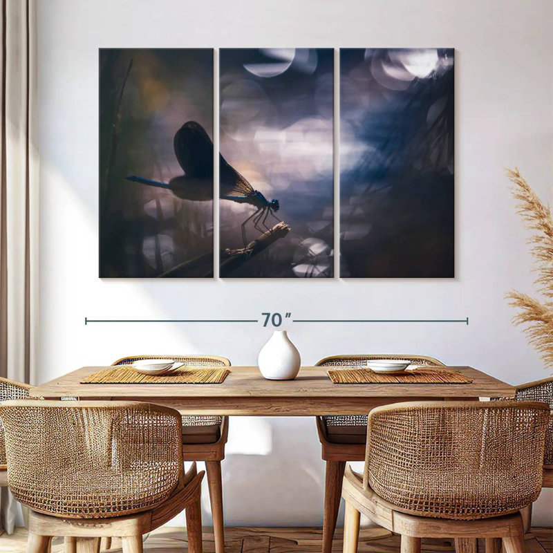 Brampt Blue Calopteryx Dragonfly, 42" H x 65" W