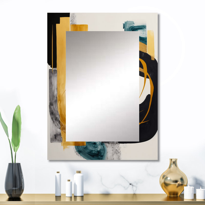 Modern Green Art Deco III - Transitional Decorative Mirror, Green Wall Mirror, Printed Metal Art, 32" x 24"
