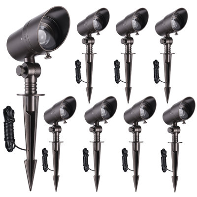 Projecteur DEL basse tension Focal pour éclairage paysager, faisceau orientable de 15° à 60° pour arbres, couleurs RVB changeantes, finition bronze huilé