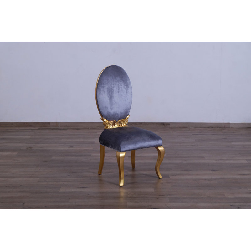 Marjarie 19'' H Velvet Upholstered Mahogany Dining Chair, Charcoal Gray
