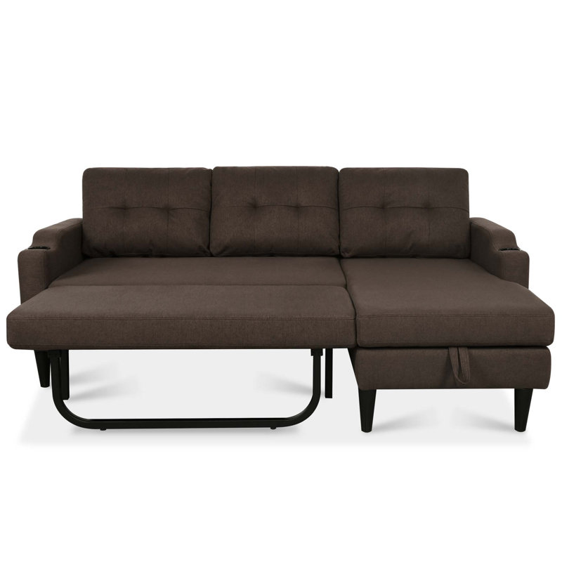 Canapé de rangement avec coussins confortables, Brun