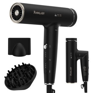 Séchoir à cheveux à plasma avec diffuseur pour cheveux bouclés, séchoir à cheveux professionnel à haute vitesse 110000 tr / min avec ion plasma, sèche-cheveux de voyage pliable de 1500 W avec cordon de 6,5 pi à séchage rapide
