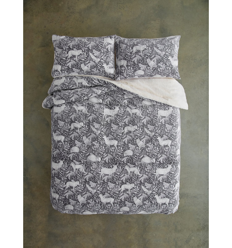 Woodland Folk Fleece Duvet Cover Set – Super Soft Fleece / Microfiber Geometric [EU ONLY] Duvet Cover Set with Pillowcases Included