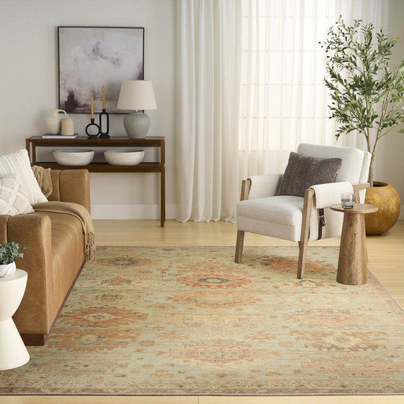 Hepler Machine Washable Vintage Area Rug, Rectangle 9' x 12'
