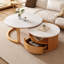 Table basse ronde gigogne avec rangement à 2 niveaux et 1 tiroir