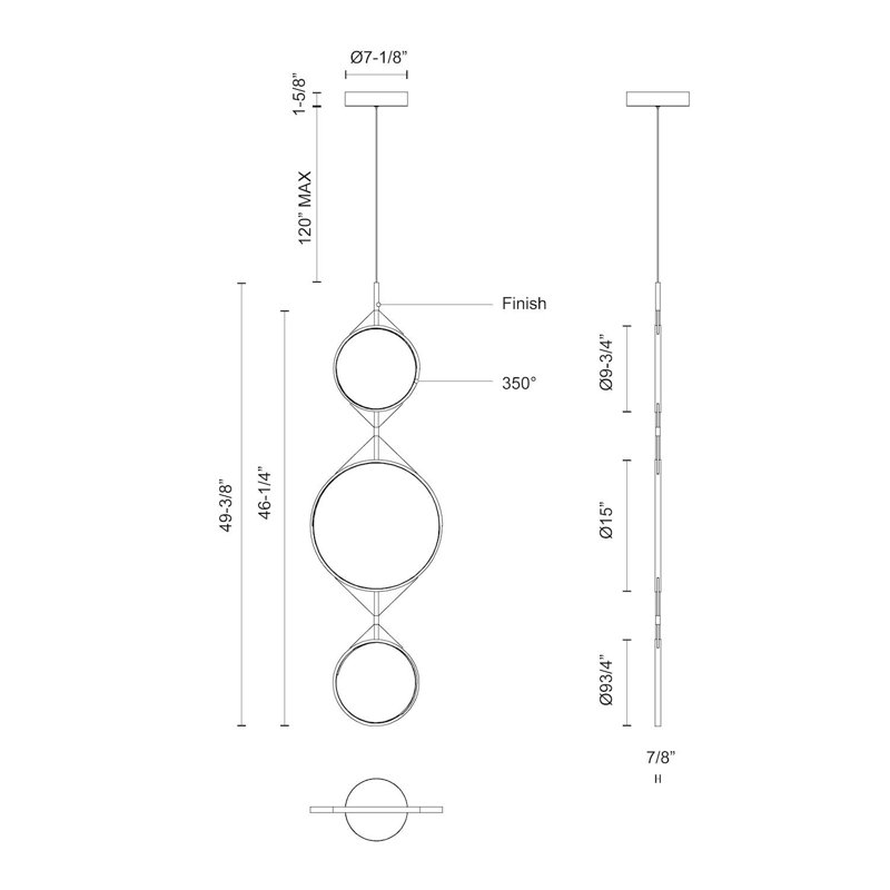 Luminaire suspendu géométrique à 3 lumières Serif