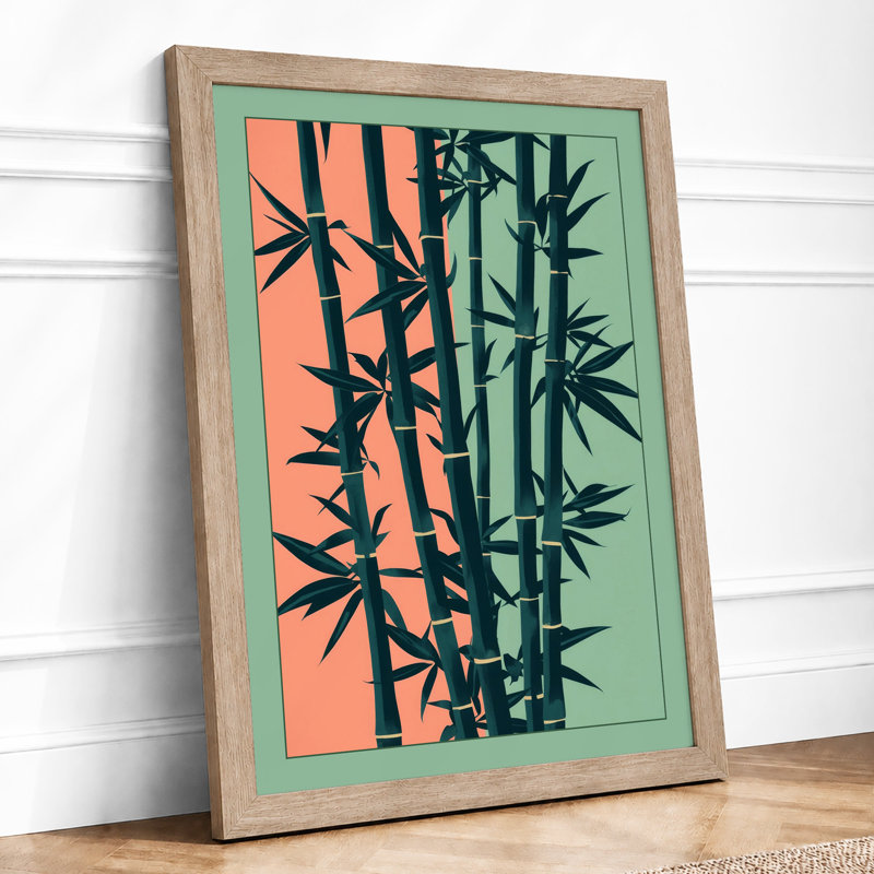 Bamboo in Two Tones Japandi - Framed Print, A4 - 29.7 x 21.0 cm, Oak
