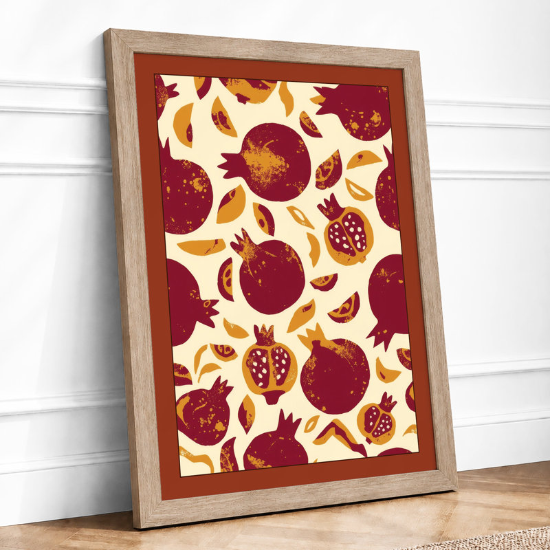Pomegranate Pattern Botanical - Print, Oak, A3 - 42.0 x 29.7 cm