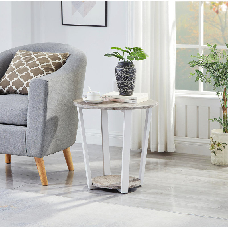 Table de bout Pic Carda, Blanc, Gris
