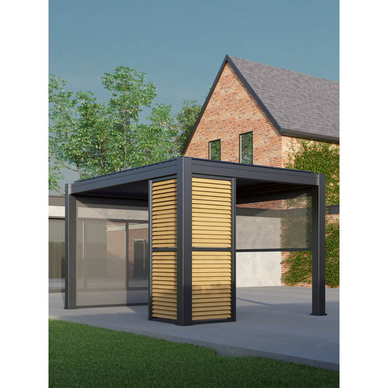 Saturn 4m x 3m Aluminium Anthracite Grey Pergola with Accessories, Yes