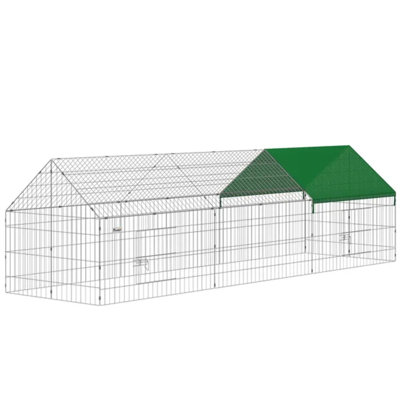 Poulailler en métal avec abri, 106 po x 29,5 po x 29,5 po vert pour les canards et les lapins