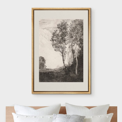 «Rustic Countryside Dark Country Tree Field Forest Nature - Floater Frame», impression sur toile