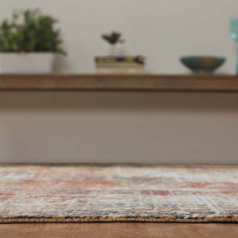 Holsworthy Abstract Area Rug in Ivory/Brown, Rectangle 5'5" x 7'7"