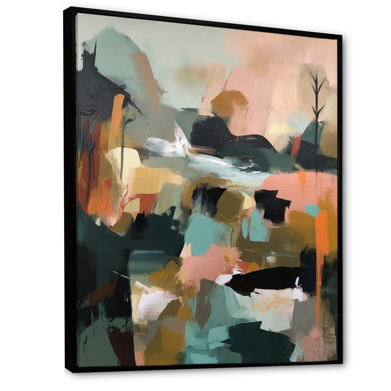 Gren et rose, réalité transcendante - impression, H 20 po x l 12 po x P 1 po, Cadre flottant noir
