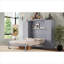 Lit escamotable escamotable pleine grandeur pour chambres d'amis et petits espaces, bois massif gris doux avec rangement intégré