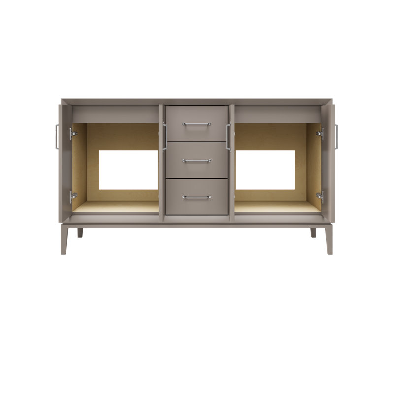 Alexandra Double Bath Vanity, Taos Taupe, 60", Polished Chrome