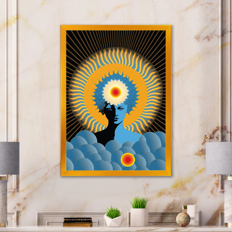 Déesse orangée efflorescence V - reproduction sur toile, Toile avec cadre photo doré, H 32 po x l 24 po x P 1 po