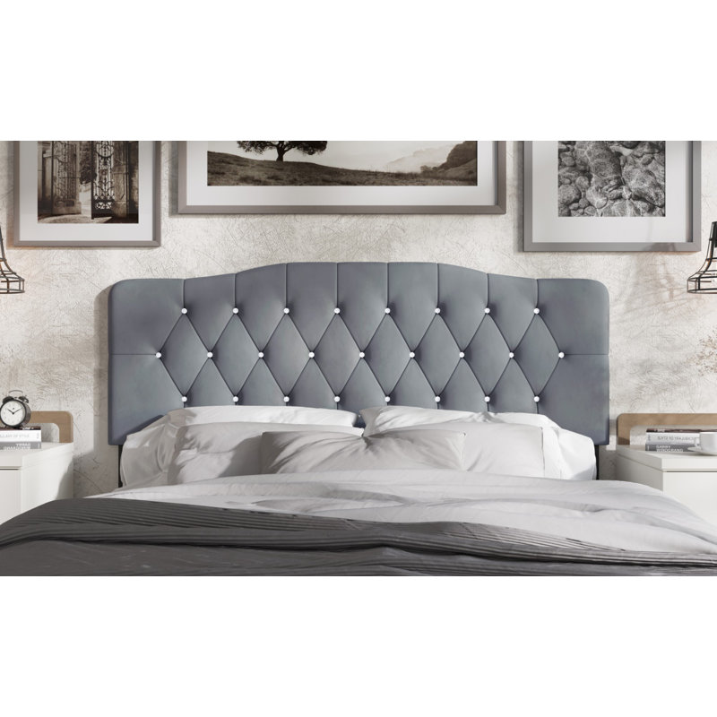 Tête de lit tapissier Dvante, Gris clair, Simple