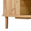 Table basse à plateau relevable rond de 39 pouces avec rangement caché, porte coulissante, pieds en pin massif et finition bois ondulé