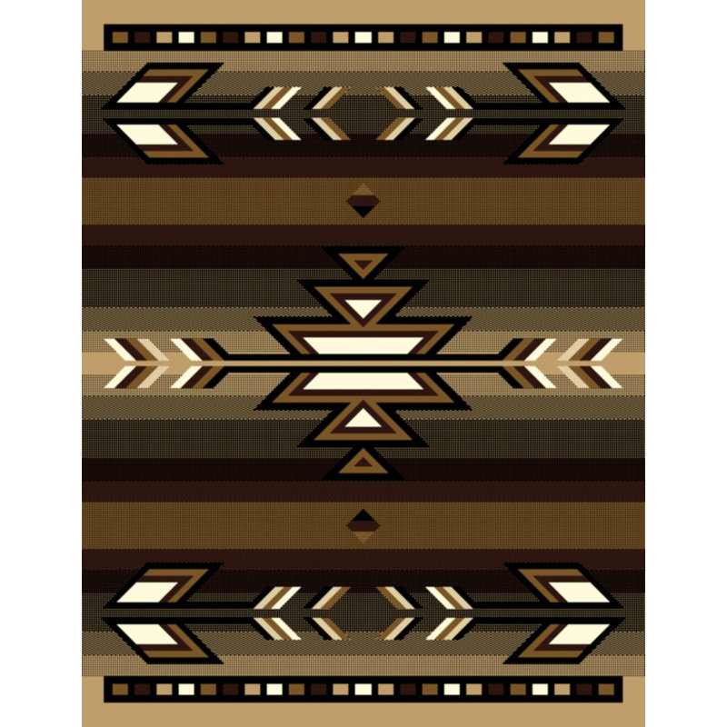 Tapis noir/brun tissé à la machine Tindell, Rectangle 8 pi x 11 pi