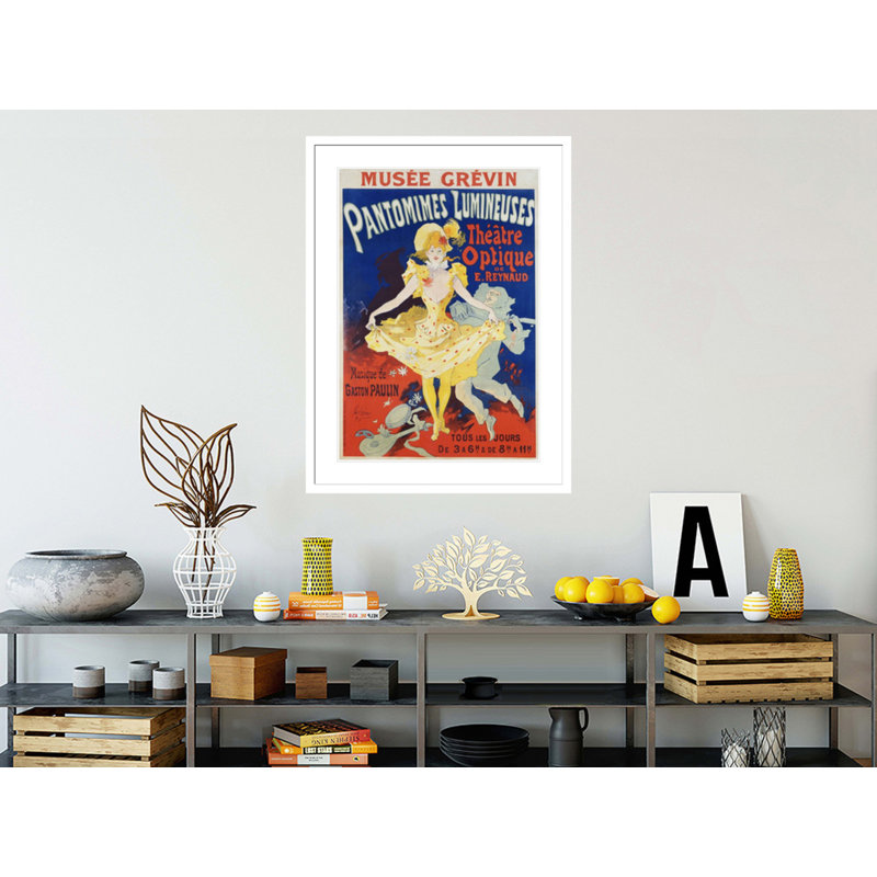 Affiche française pour le début du film «Pantommes Lumineuses» par Jules Chéret, H 41,5 po x l 30,8 po