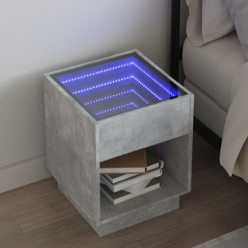 Daquana 40cm W Manufactured Wood Bedside Table, Concrete Grey