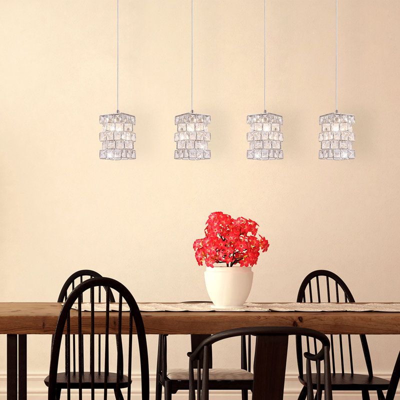 Luminaire suspendu carré à 4 lumières DEL Tidwell