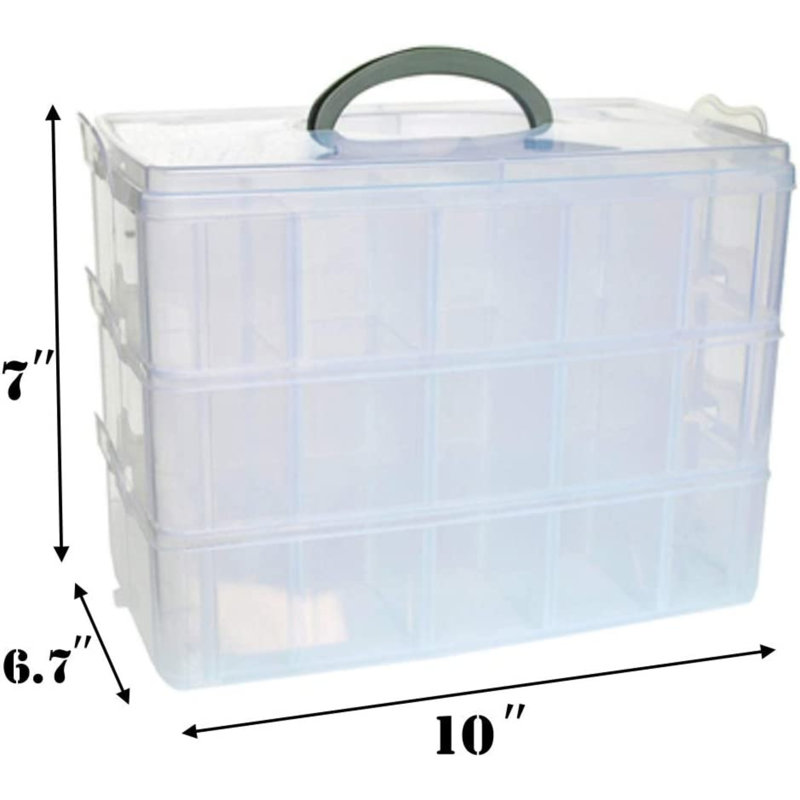 3-Tier Plastic Art Carrying Case, Transparent