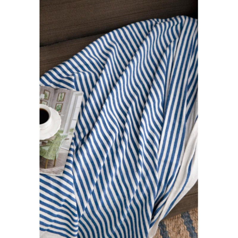 Jeté 50 x 60 po rayé bleu Brighton, paquet de 2