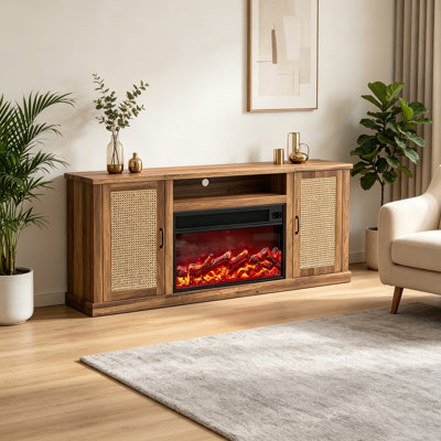 Fully Assembled 72" TV stand with an electronic fireplace