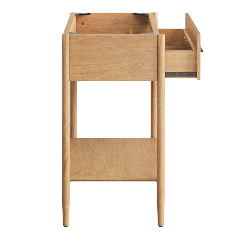 Natural Wood 36" Single Bathroom Vanity Base with Metal Handles