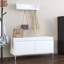 Ensemble de tablettes de hall d'entrée murales avec crochets et banc de rangement, armoire à chaussures moderne avec coussin et rangement fermé pour couloir, chambre à coucher ou vestibule