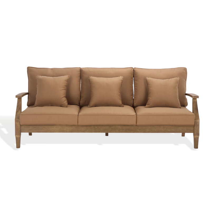 Samya 83'' Wide Outdoor Patio Sofa with Cushions, Natural/Brown